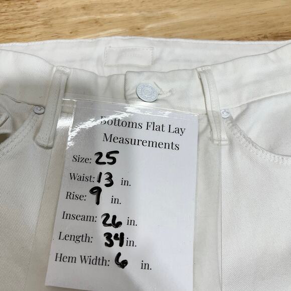 Mother The Looker Crop in Glass Slipper Mid-Rise White Jeans Women's 25 - Picture 11 of 11